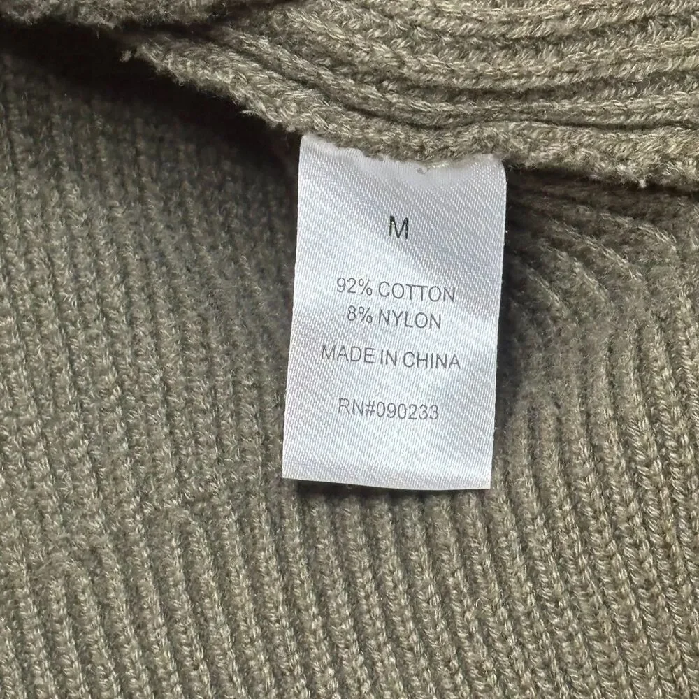 Kendall & Kylie Mock Neck Cropped Knit Sweater Olive Green Medium